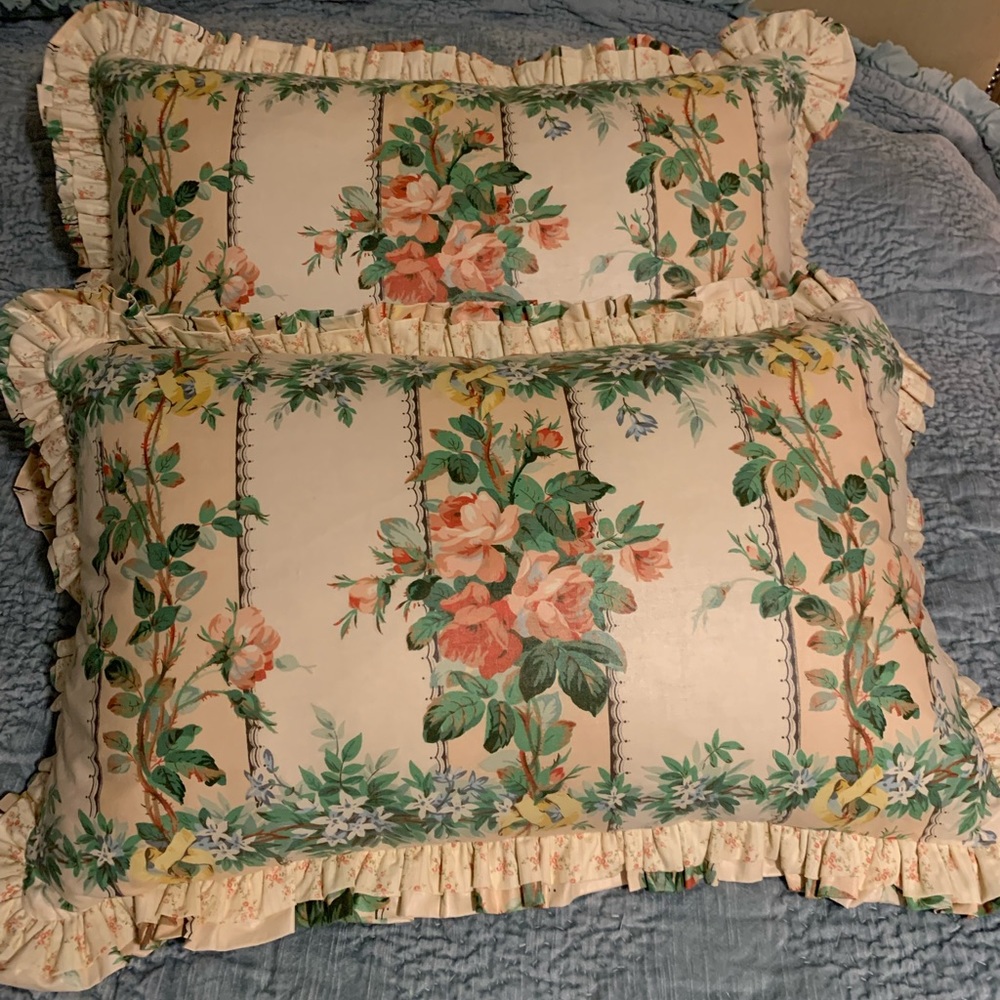Professionally Custom made Standard Size Shams with 1930's antique Chintz